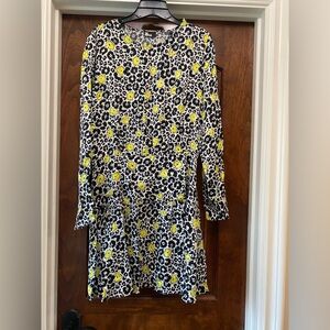 The Kooples Short Dress Black Yellow Floral French Sz 4 US 10 NWT Runs Small